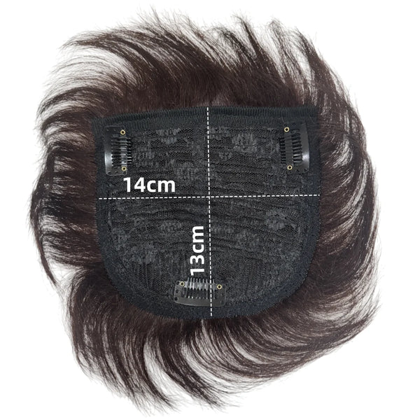 Short Human Hair Wig for Men & Women Dark Brown Natural Straight Clips on Short Hair Topper for Daily Easy to Wear Hair Loss