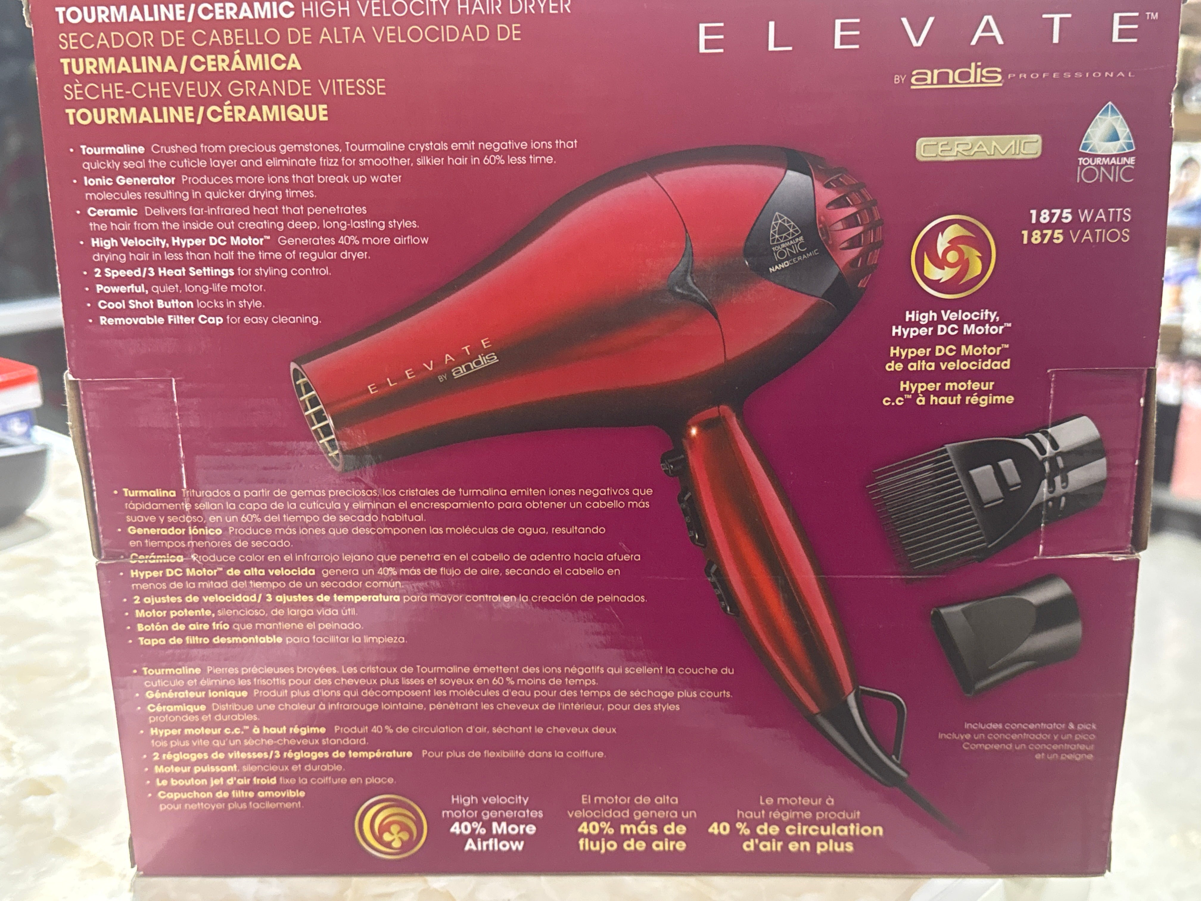 ANDIS ELEVATE CERAMIC/TOURMALINE HAIR  DRYER