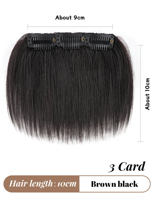 OLACARE 4Inch Hair Bangs for Mens Clips in Real Hair Bang Cover High Forehead 100% Human Hair Bangs Fringe Extension for Volume