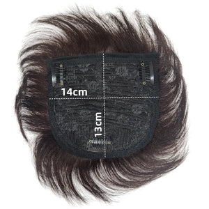 Short Human Hair Wig for Men & Women Dark Brown Natural Straight Clips on Short Hair Topper for Daily Easy to Wear Hair Loss