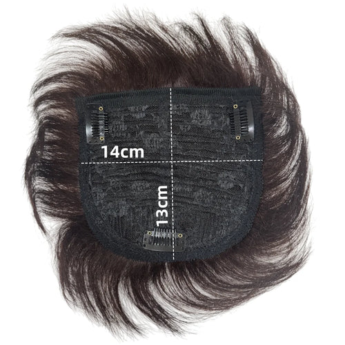 Short Human Hair Wig for Men & Women Dark Brown Natural Straight Clips on Short Hair Topper for Daily Easy to Wear Hair Loss