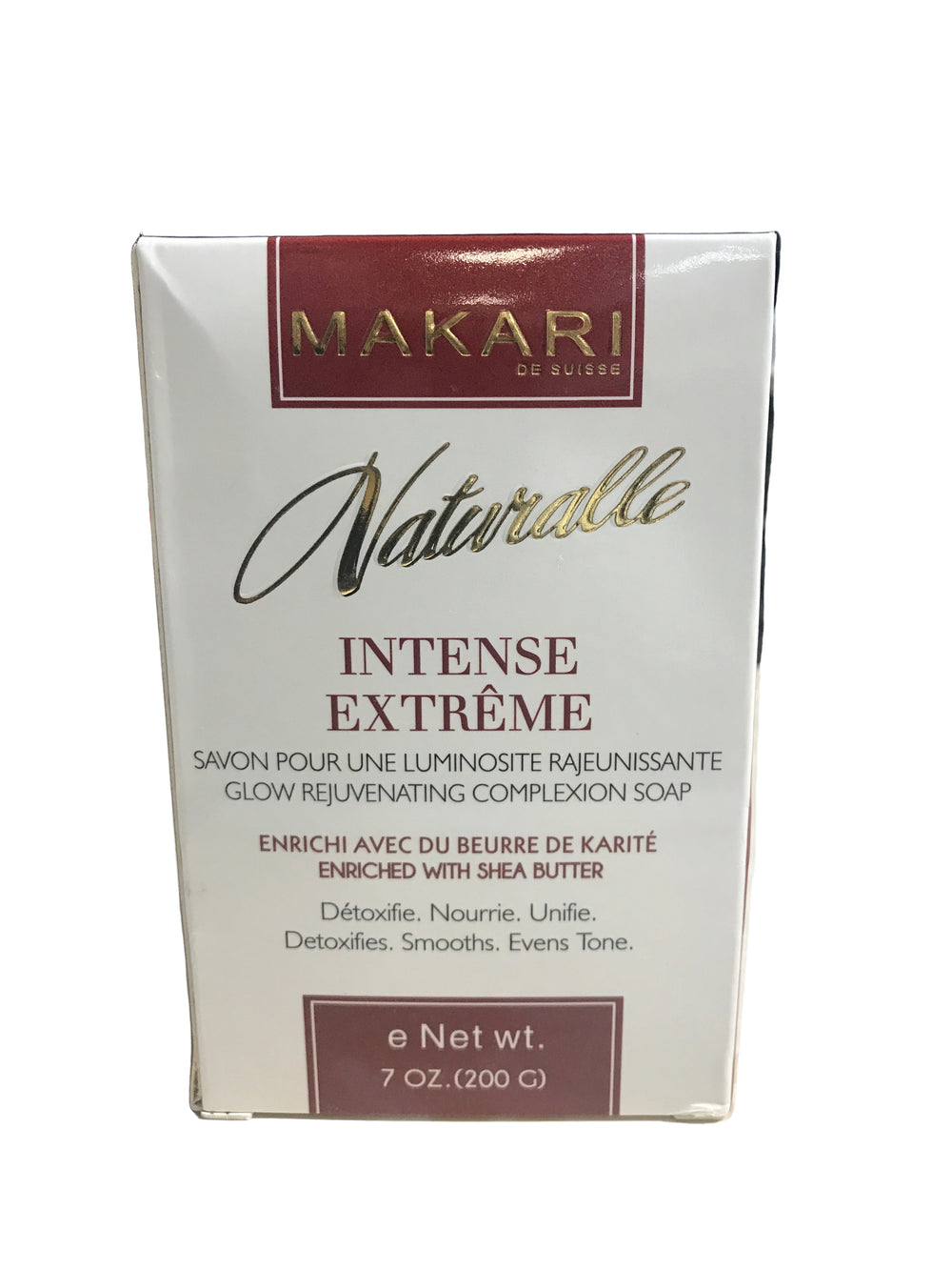Box of Makari Naturale Intense Extreme soap with blurred background