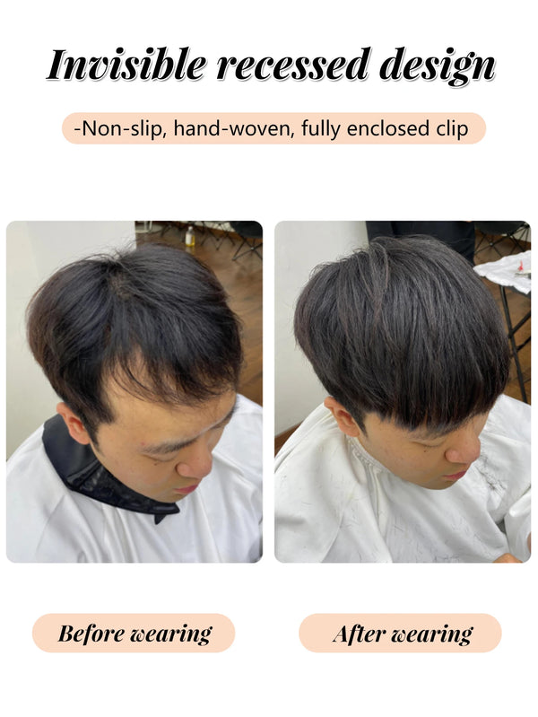 OLACARE 4Inch Hair Bangs for Mens Clips in Real Hair Bang Cover High Forehead 100% Human Hair Bangs Fringe Extension for Volume
