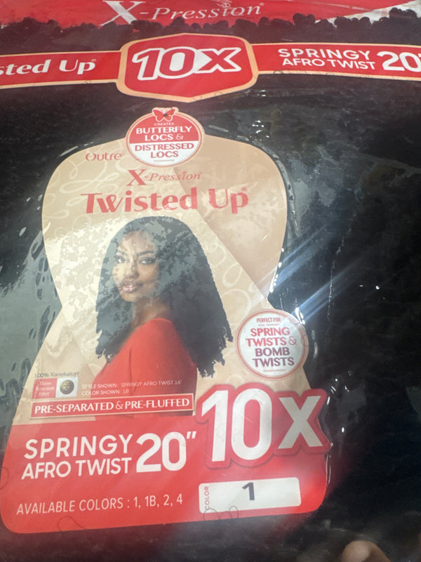 X-Pression Twisted Up Springy 20" Afro Twist 10X - Color 1