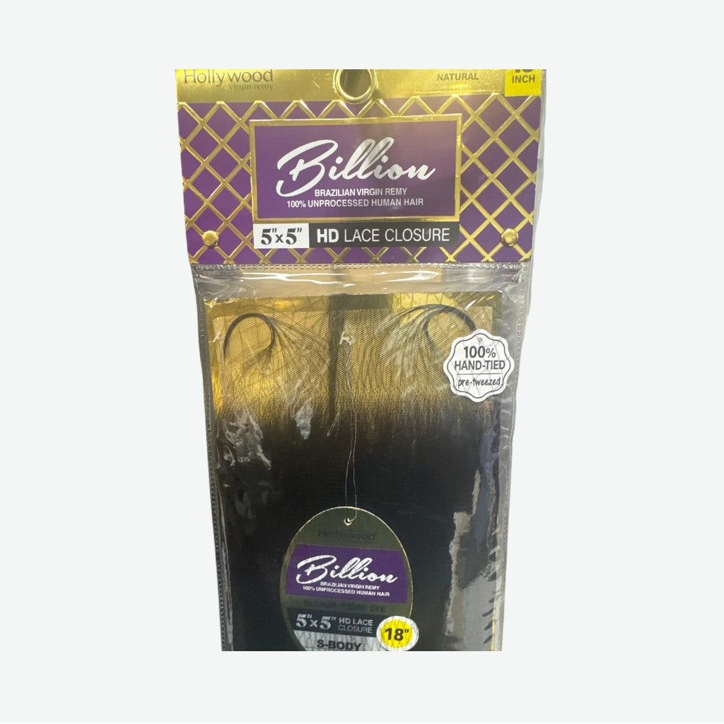 HOLLYWOOD VIRGIN REMI BILLION UNPROCESSED 5X5 CLOSURE