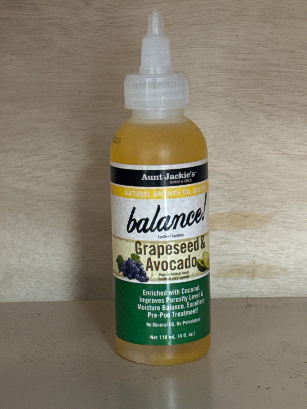 Aunt Jackie's Curls & Coils Balance! Grapeseed & Avocado Natural Growth Oil (4 fl oz)