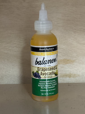 Aunt Jackie's Curls & Coils Balance! Grapeseed & Avocado Natural Growth Oil (4 fl oz)