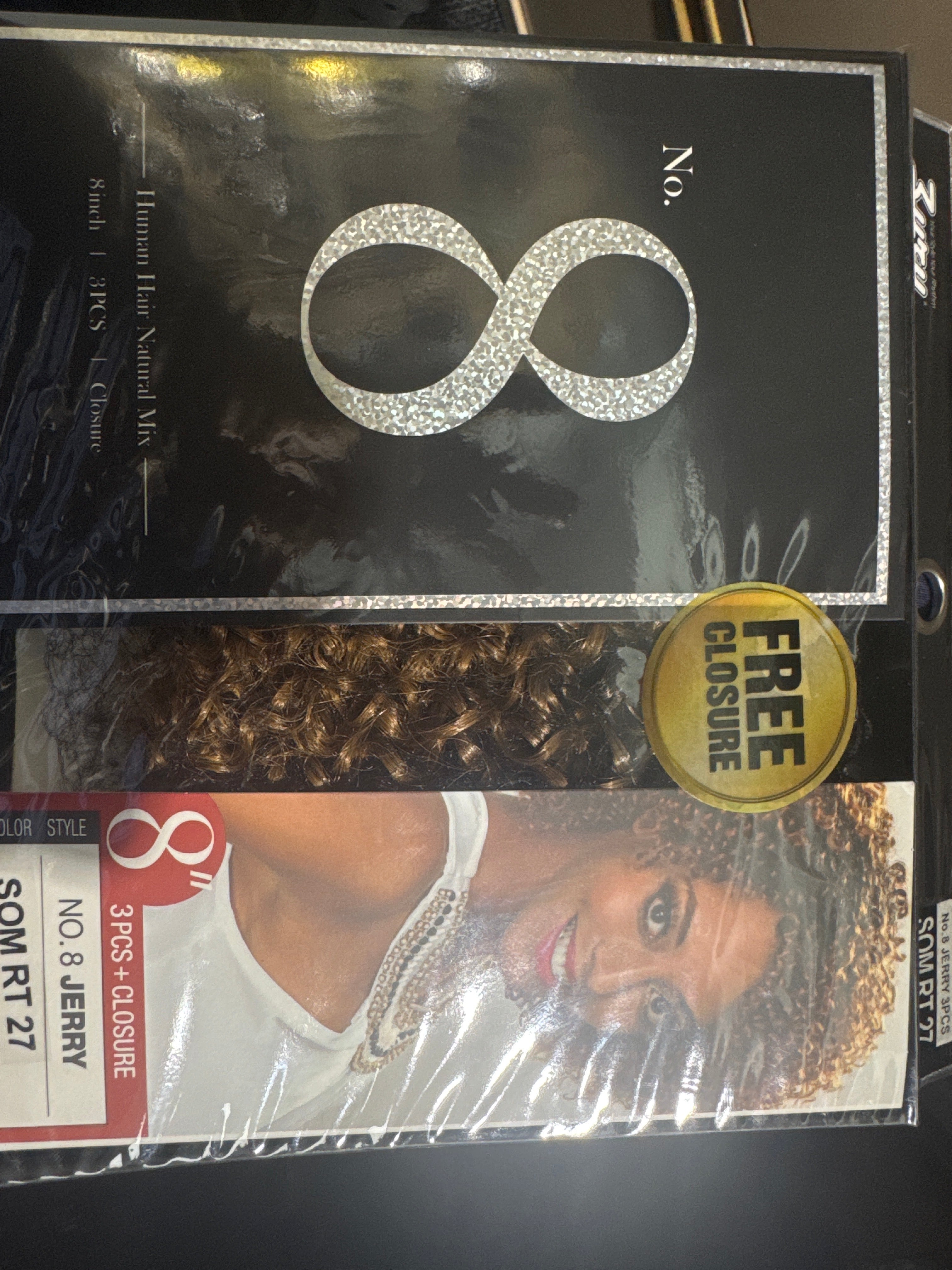 ZURY NO. 8 HUMAN HAIR NATURAL MIX JERRY CURL 3PCS WITH CLOSURE