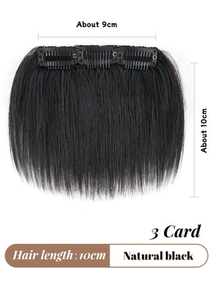 OLACARE 4Inch Hair Bangs for Mens Clips in Real Hair Bang Cover High Forehead 100% Human Hair Bangs Fringe Extension for Volume