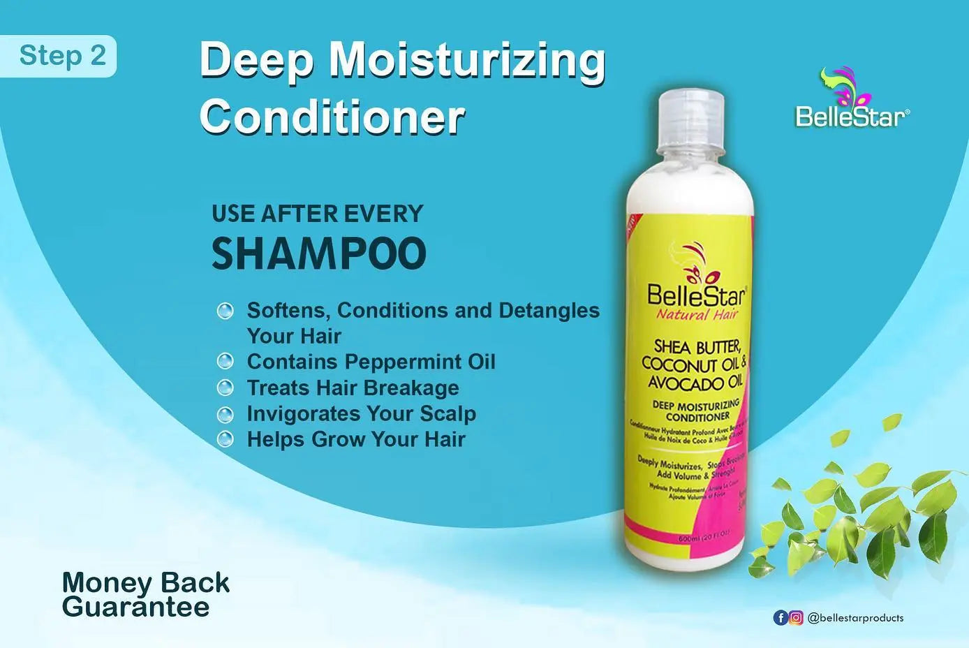 BelleStar Deep Moisturizing Conditioner with Shea Butter, Coconut Oil & Avocado Oil