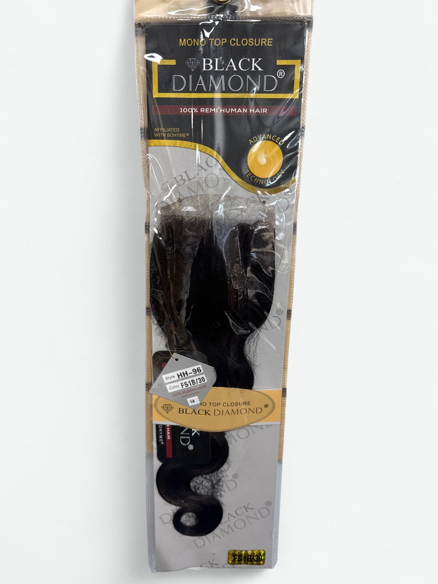 MONO TOP CLOSURE- BLACK DIAMOND 100% REMI HUMAN HAIR