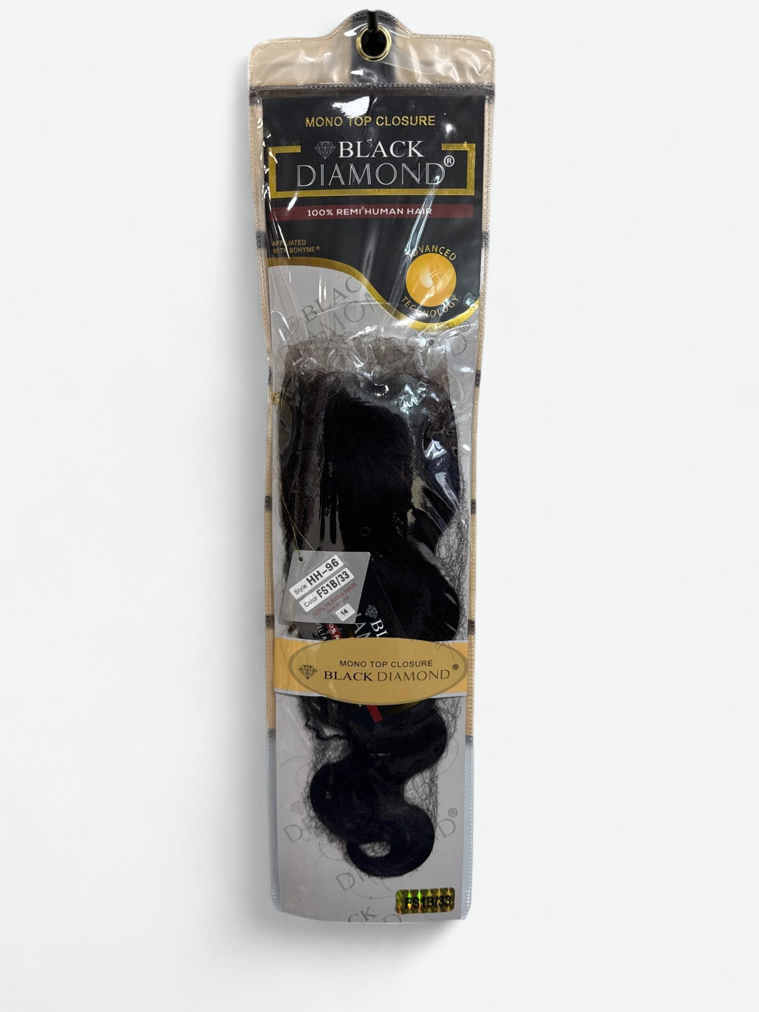 MONO TOP CLOSURE- BLACK DIAMOND 100% REMI HUMAN HAIR