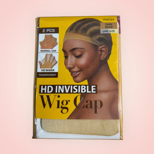 Dark beige WIG CAP by TrueBeauty Essentials, HD invisible and transparent for natural-looking wig wear.