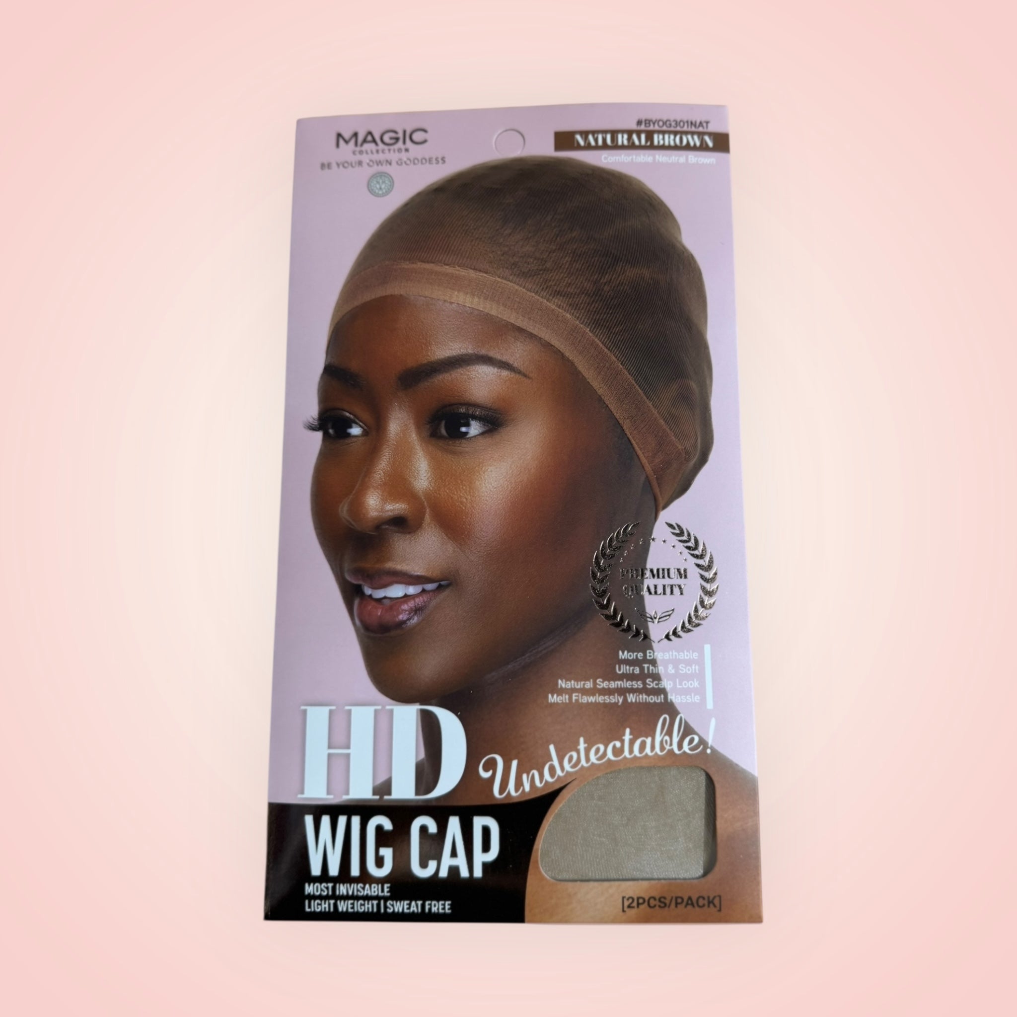 Black natural brown wig cap from Magic Collection, lightweight, breathable, and undetectable for a seamless scalp look.