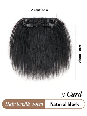 OLACARE 4Inch Hair Bangs for Mens Clips in Real Hair Bang Cover High Forehead 100% Human Hair Bangs Fringe Extension for Volume