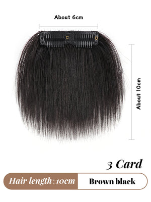 OLACARE 4Inch Hair Bangs for Mens Clips in Real Hair Bang Cover High Forehead 100% Human Hair Bangs Fringe Extension for Volume