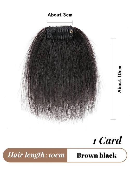 OLACARE 4Inch Hair Bangs for Mens Clips in Real Hair Bang Cover High Forehead 100% Human Hair Bangs Fringe Extension for Volume