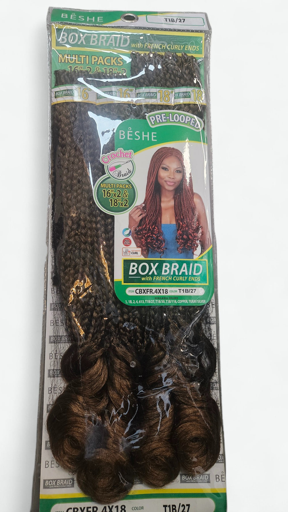 BESHE PRE-LOOPED BOX BRAID CROCHET WITH FRENCH CURLY ENDS