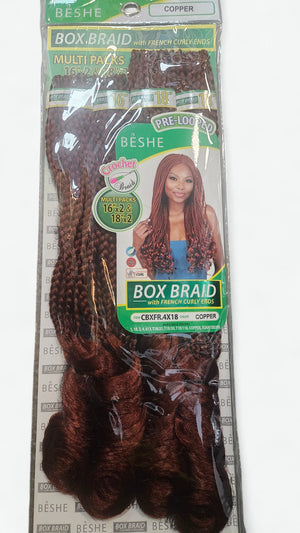 BESHE PRE-LOOPED BOX BRAID CROCHET WITH FRENCH CURLY ENDS